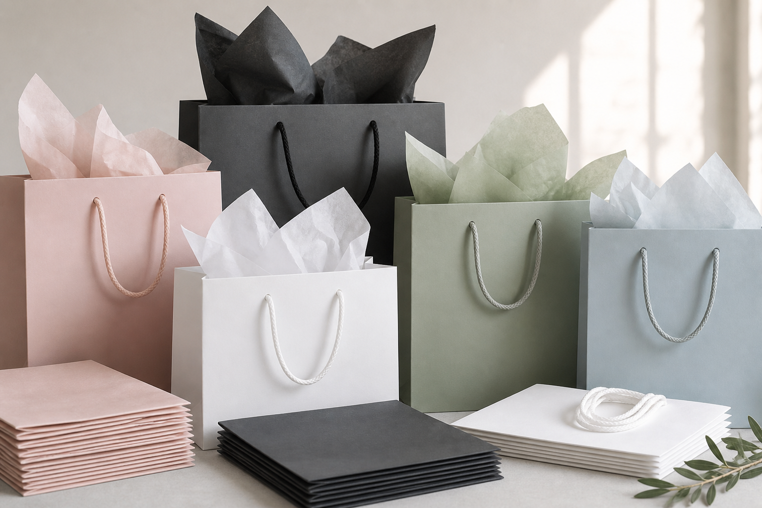 Paper bags and tissue